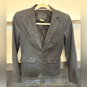 Women’s Size 0 Stretch Solid Black Blazer Jacket 2 Button Closure Front Pockets
